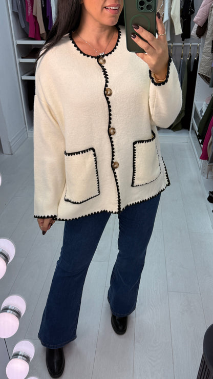 Aryanna Contrast Stitch Cardigan