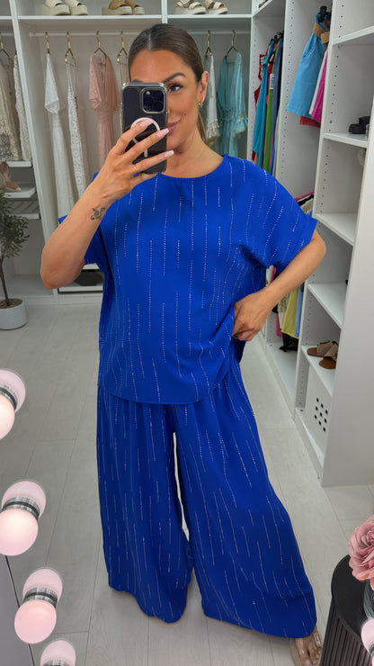 Rosario Diamante Detailed Short Sleeve Co-Ord Set