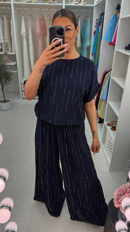 Rosario Diamante Detailed Short Sleeve Co-Ord Set