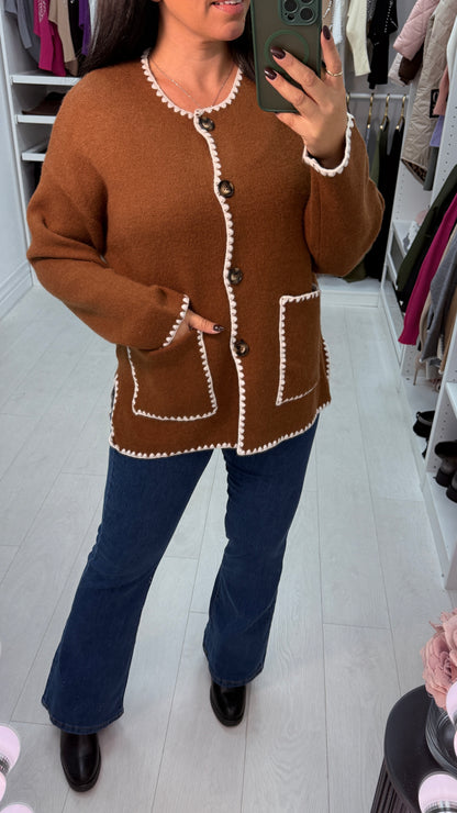 Aryanna Contrast Stitch Cardigan