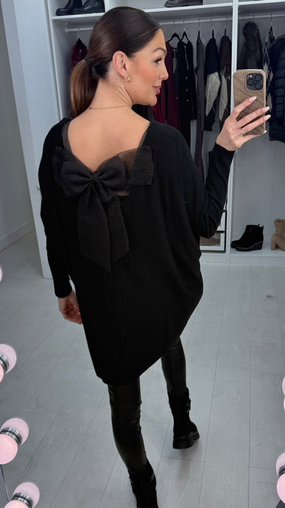 Reeva Plain Asymmetric Bow Back Jumper