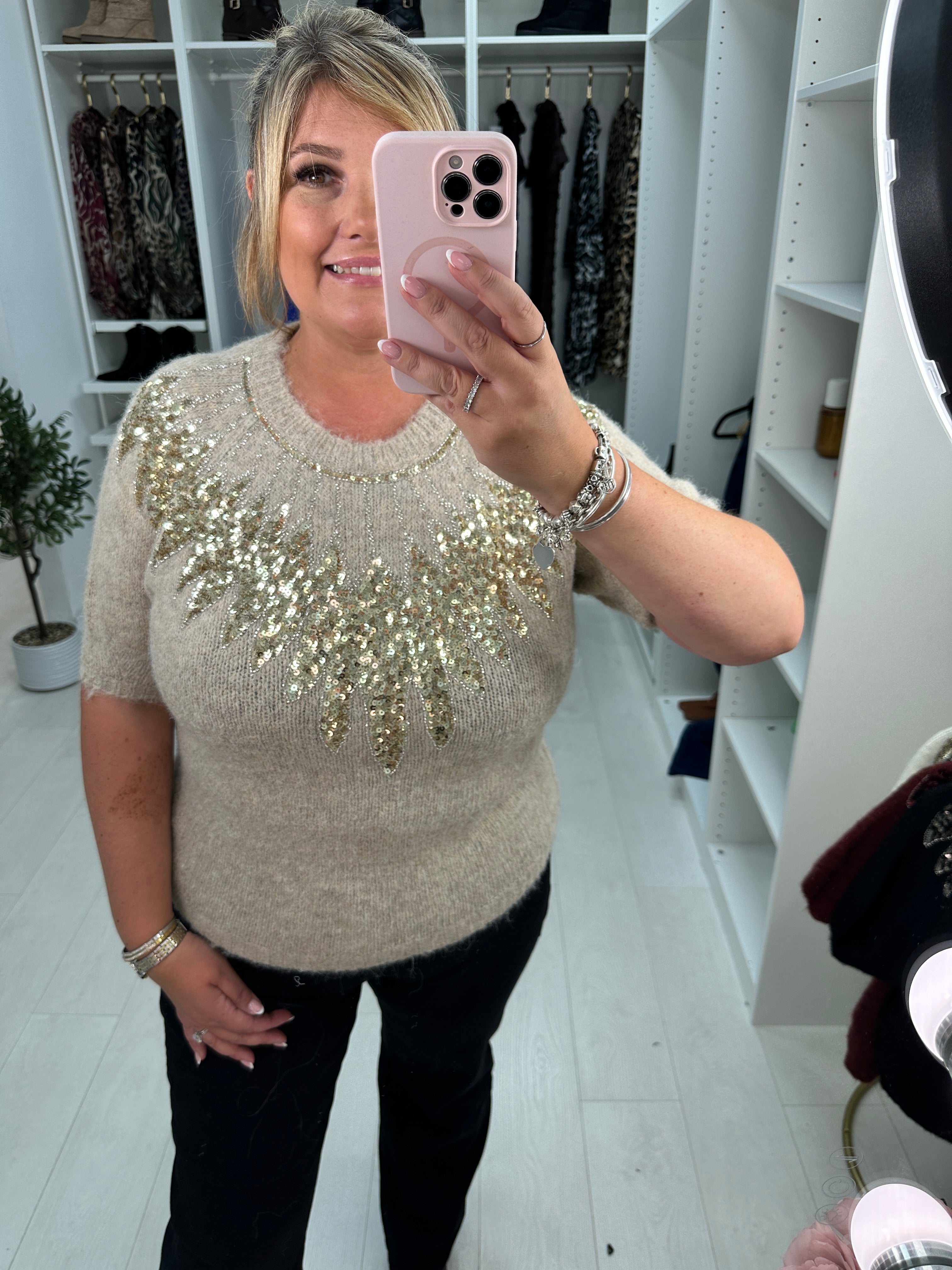Sherrie Sequin Embellished Soft Knit Jumper