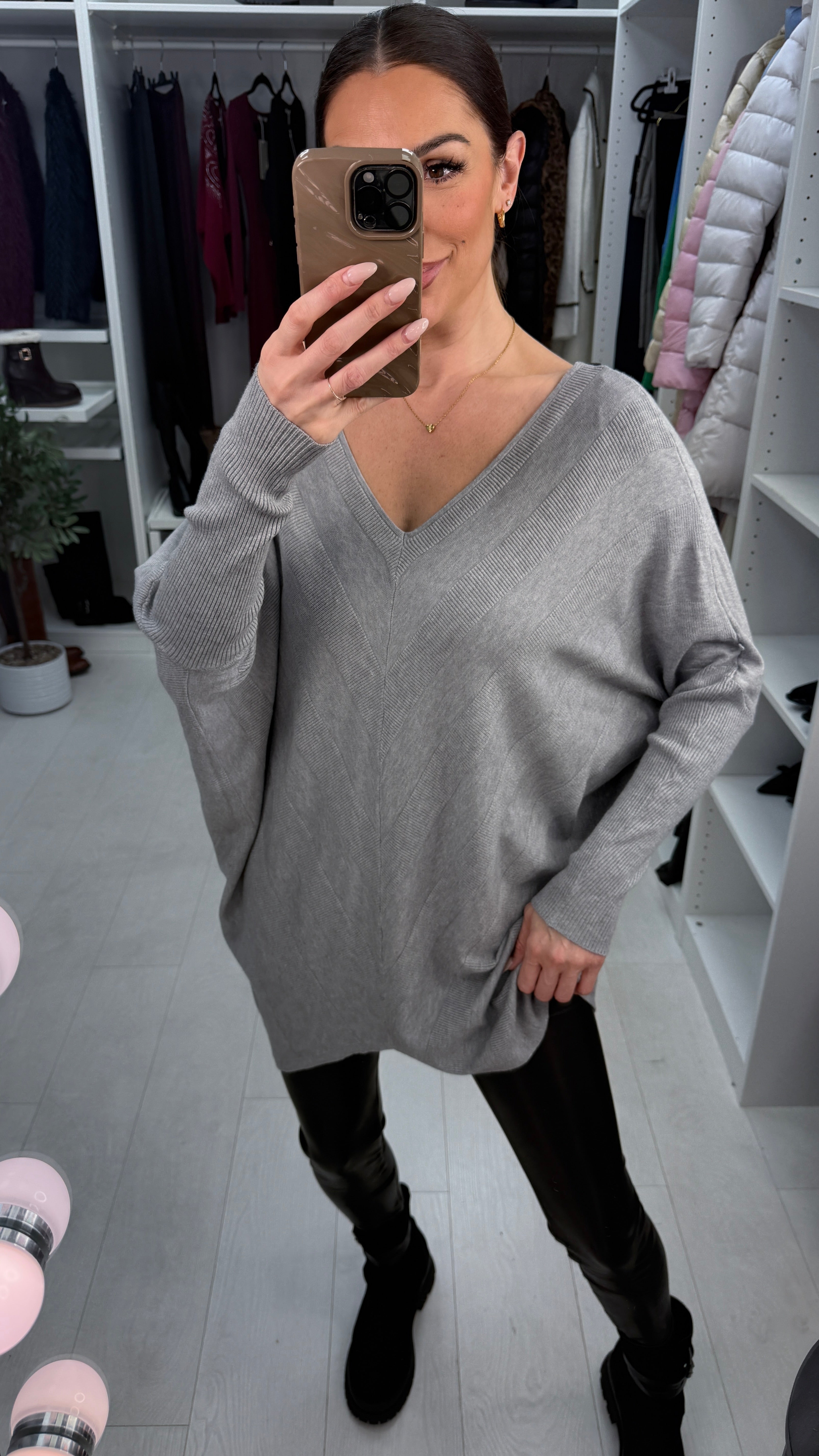 Reeva Plain Asymmetric Bow Back Jumper