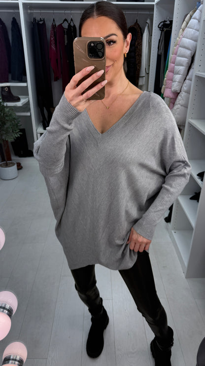 Reeva Plain Asymmetric Bow Back Jumper