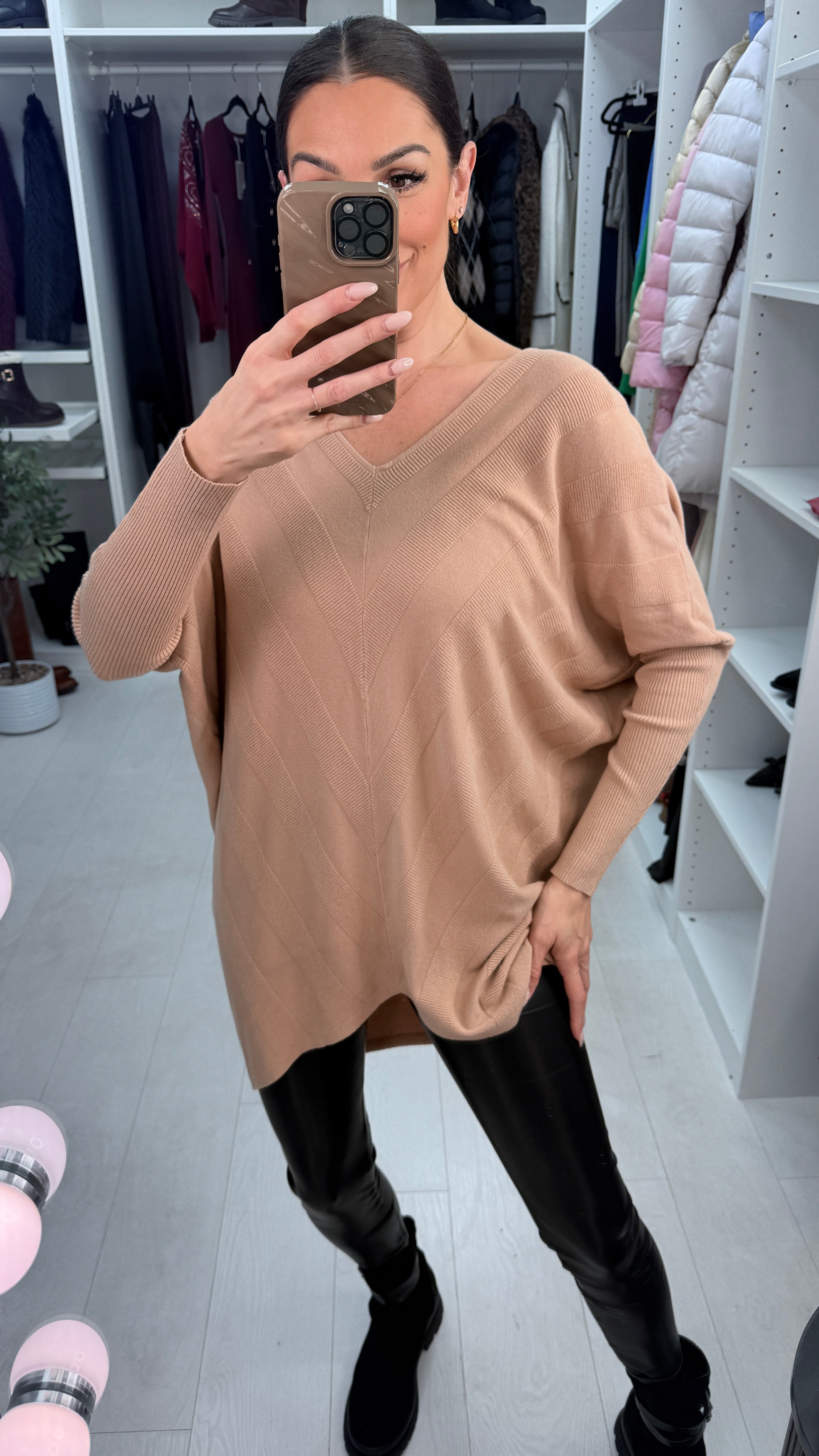 Reeva Plain Asymmetric Bow Back Jumper