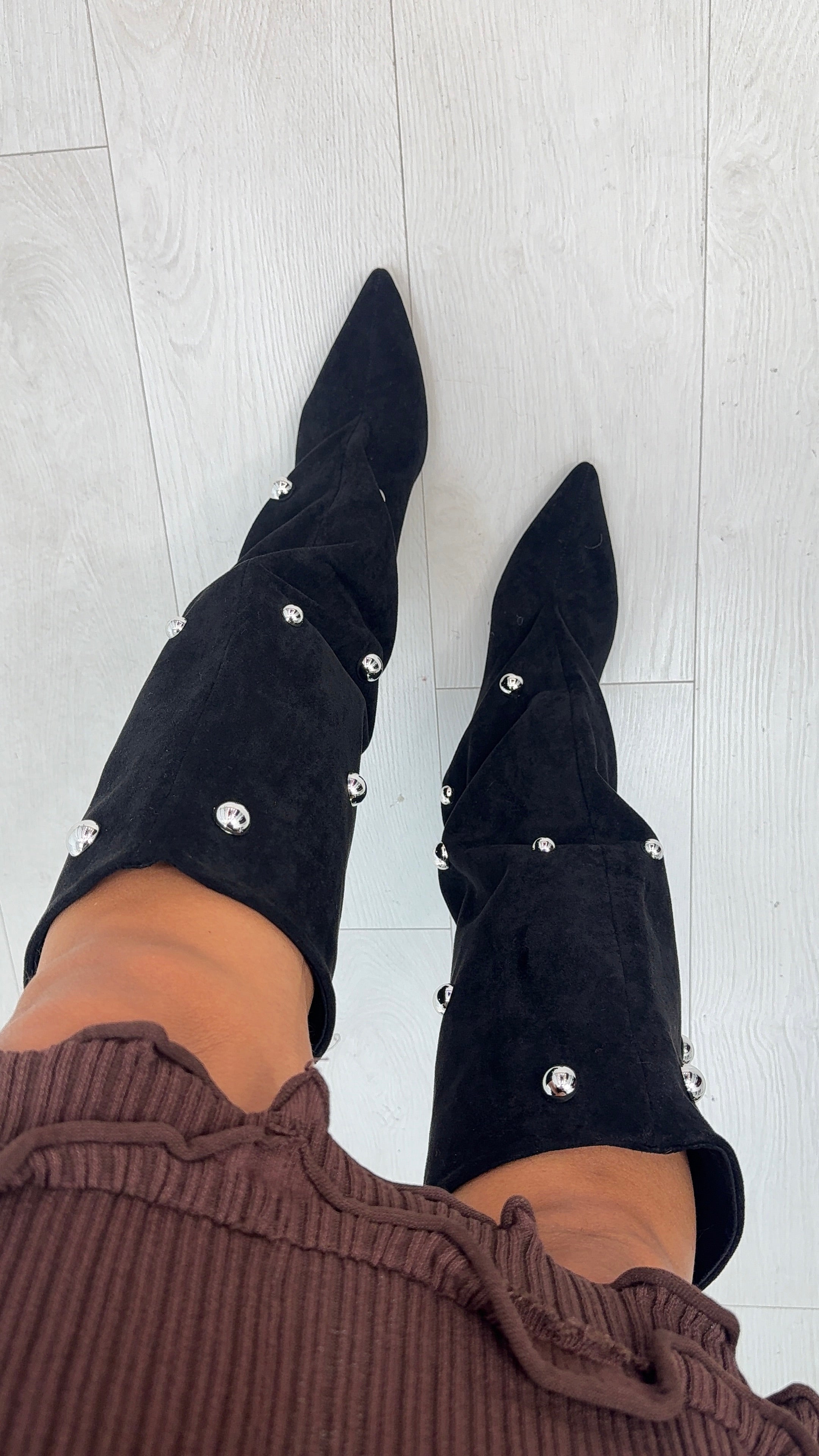 Jenna Studded Medium Stiletto Heel Knee Boots