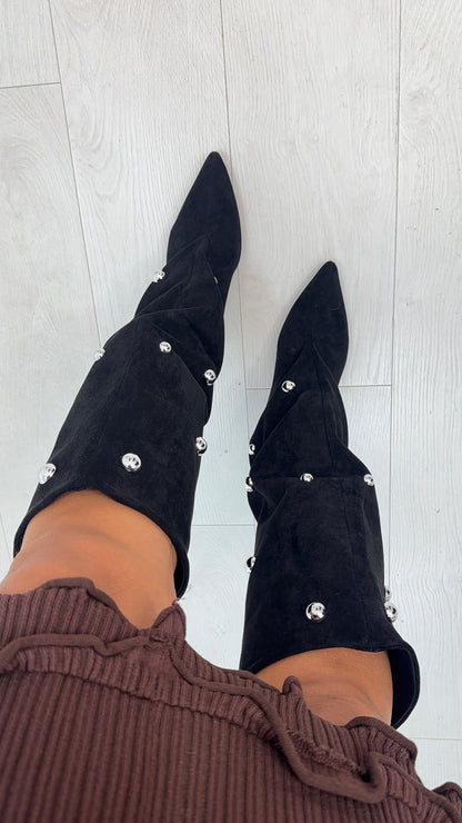 Jenna Studded Medium Stiletto Heel Knee Boots