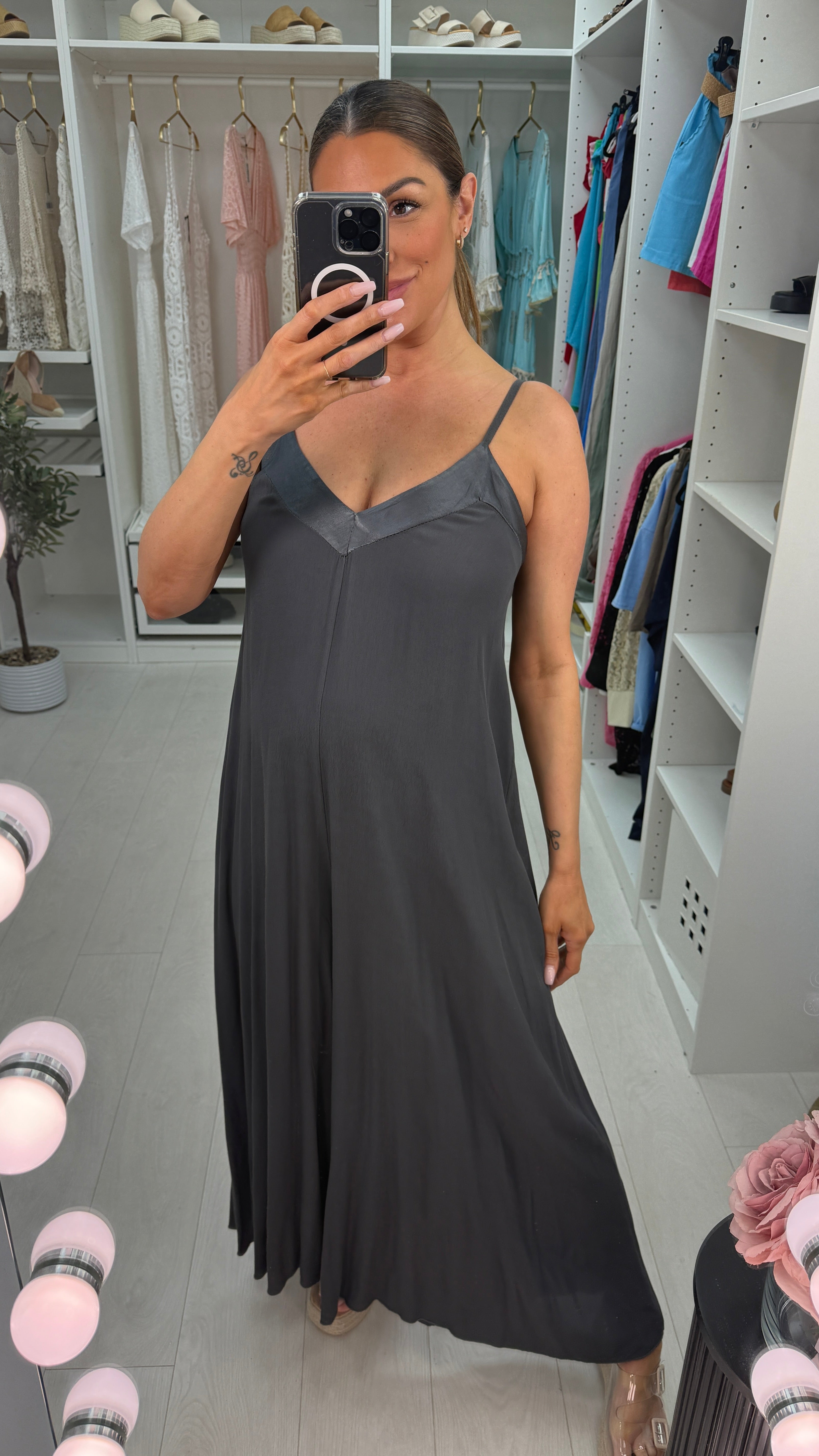 Melis Satin Edge Wide Leg Jumpsuit