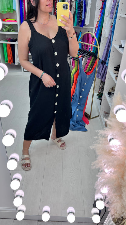 Ilay Button Front Cheesecloth Dress