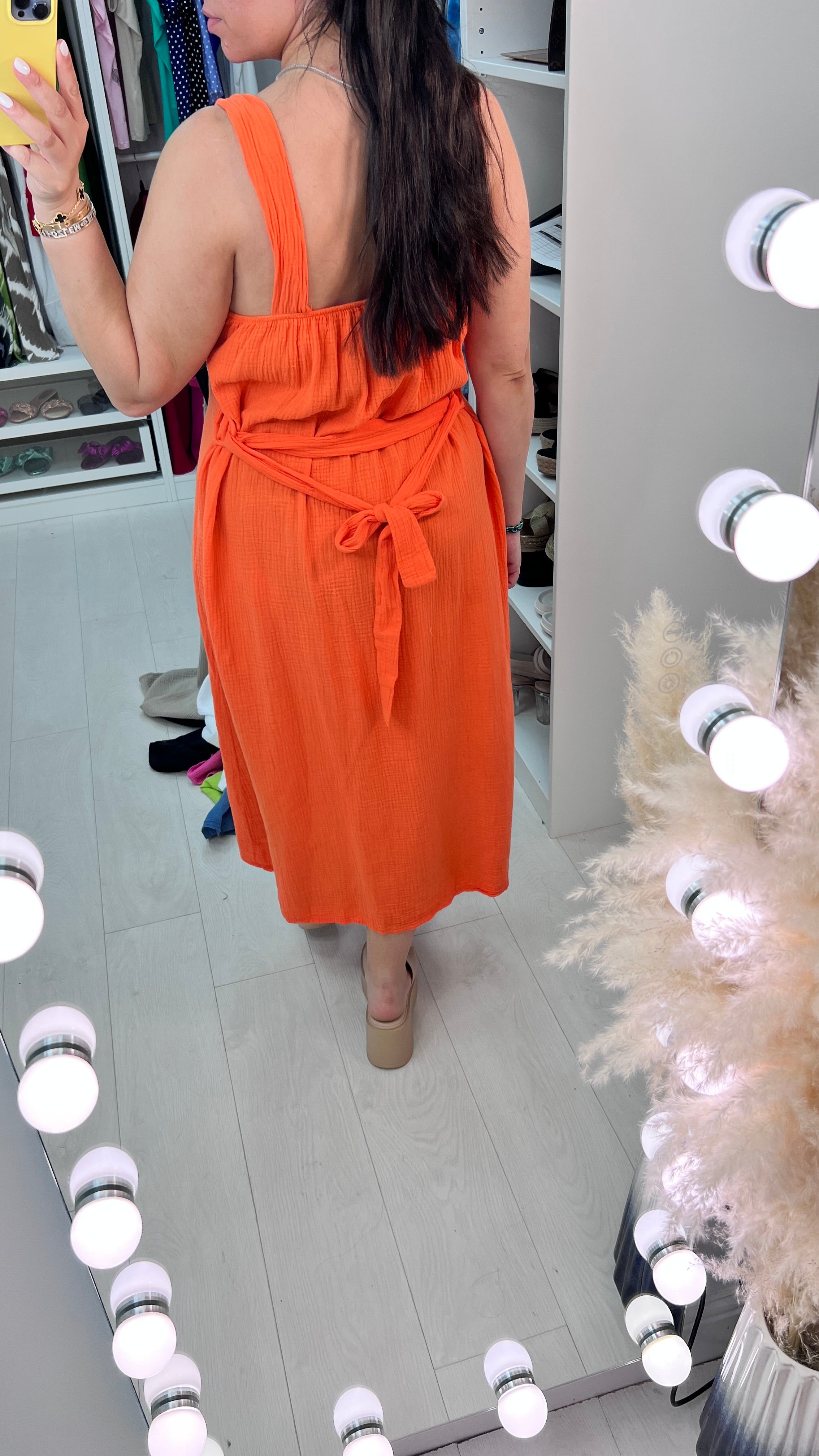 Ilay Button Front Cheesecloth Dress