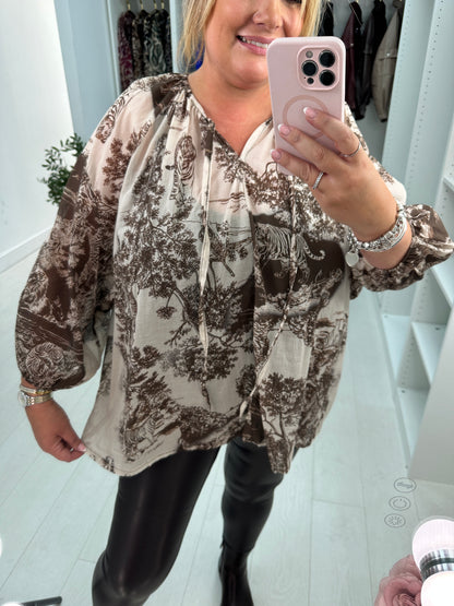 Eveline Jungle Print Loose Fit Lightweight Blouse