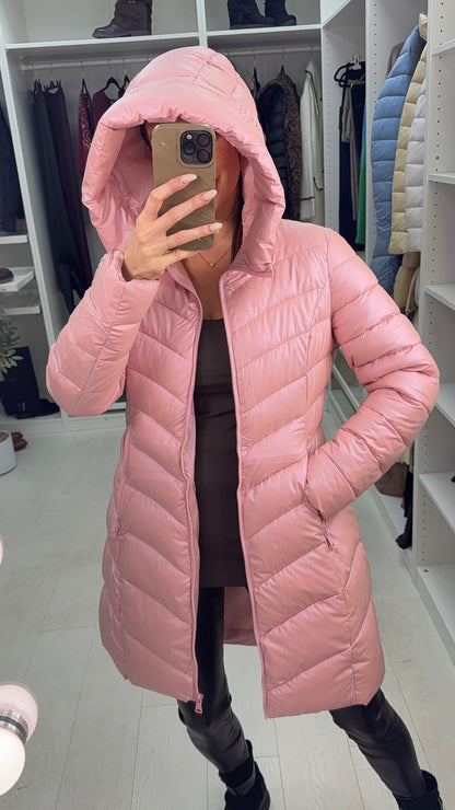 Tally Plain Chevron Design Hooded Coat