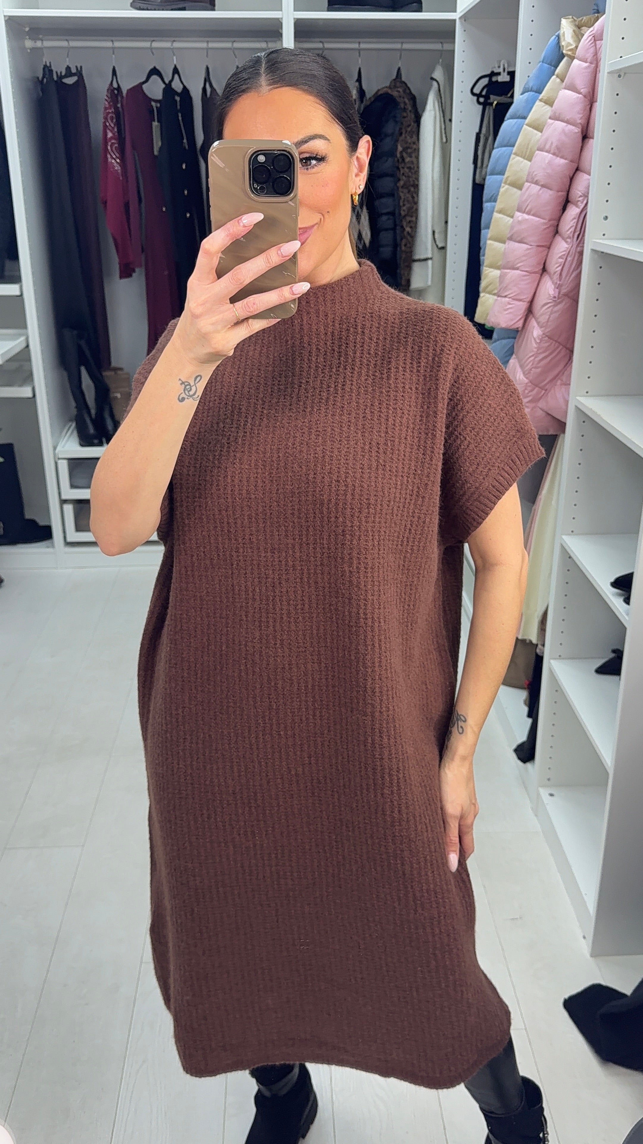 Prinny Plain Loose Fit Belted Jumper Dress