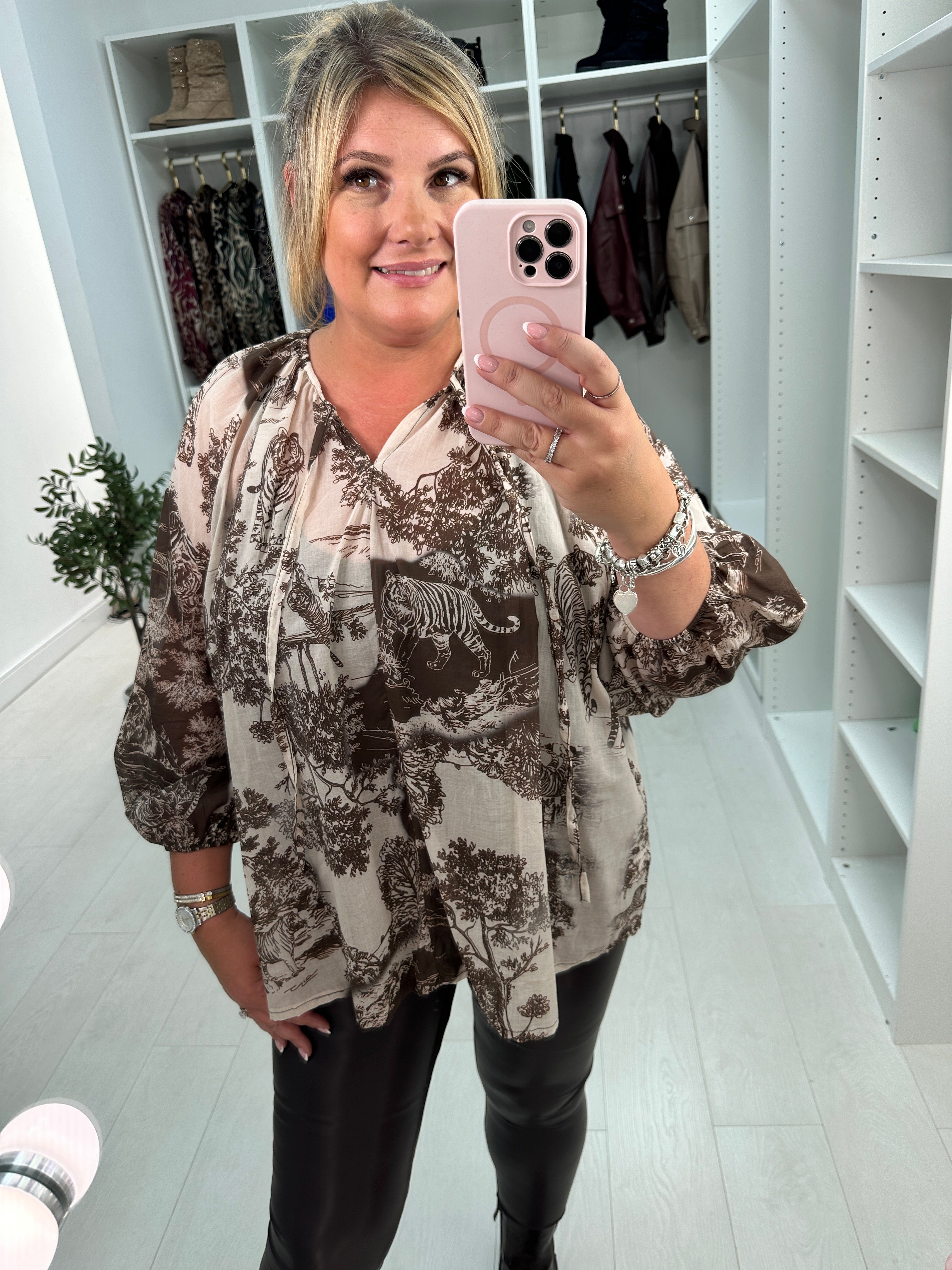 Eveline Jungle Print Loose Fit Lightweight Blouse