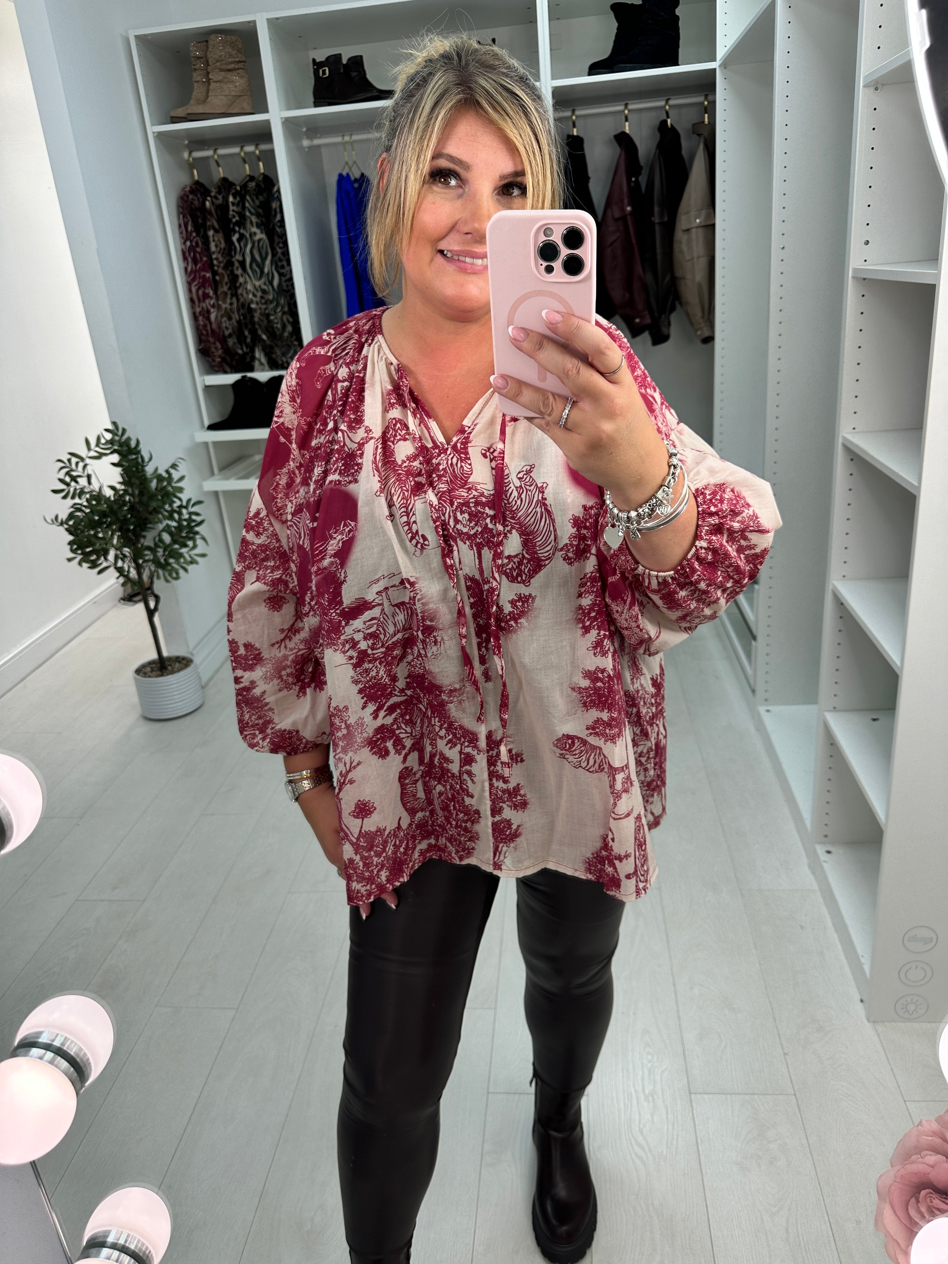 Eveline Jungle Print Loose Fit Lightweight Blouse