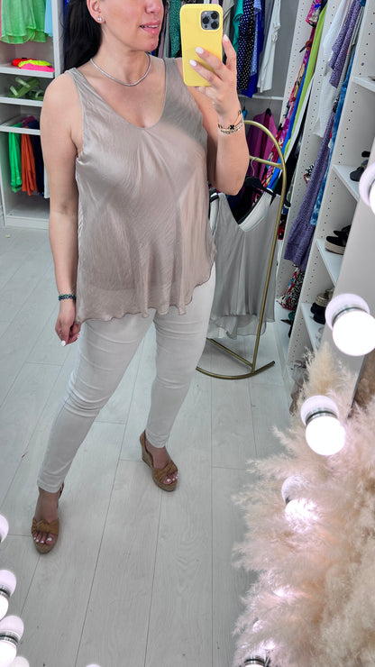 Jenner V Front And Back Double Layer Silk Cami