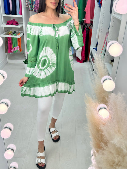 Zeina Tie Dye Bardot Smock Top