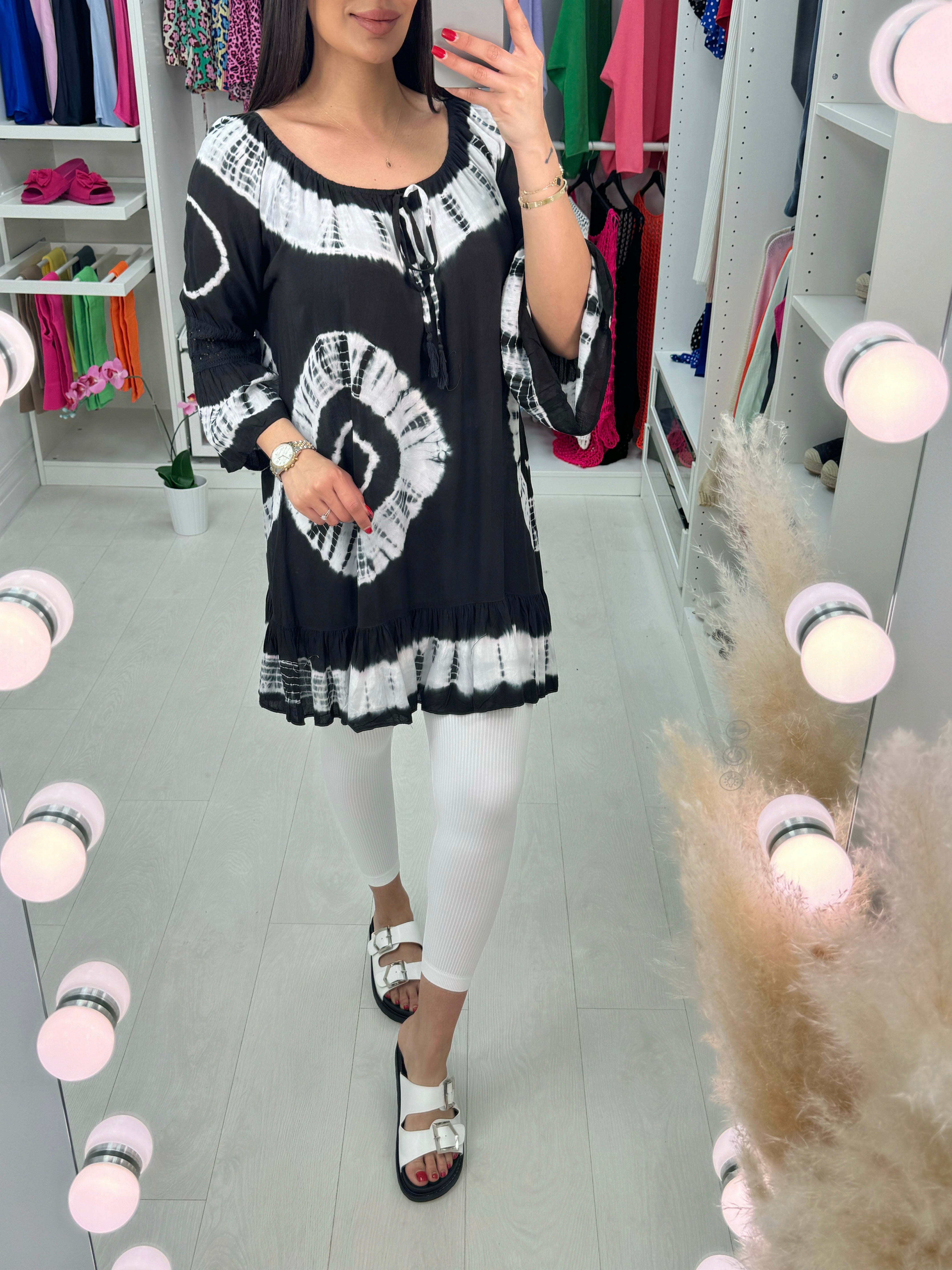 Zeina Tie Dye Bardot Smock Top