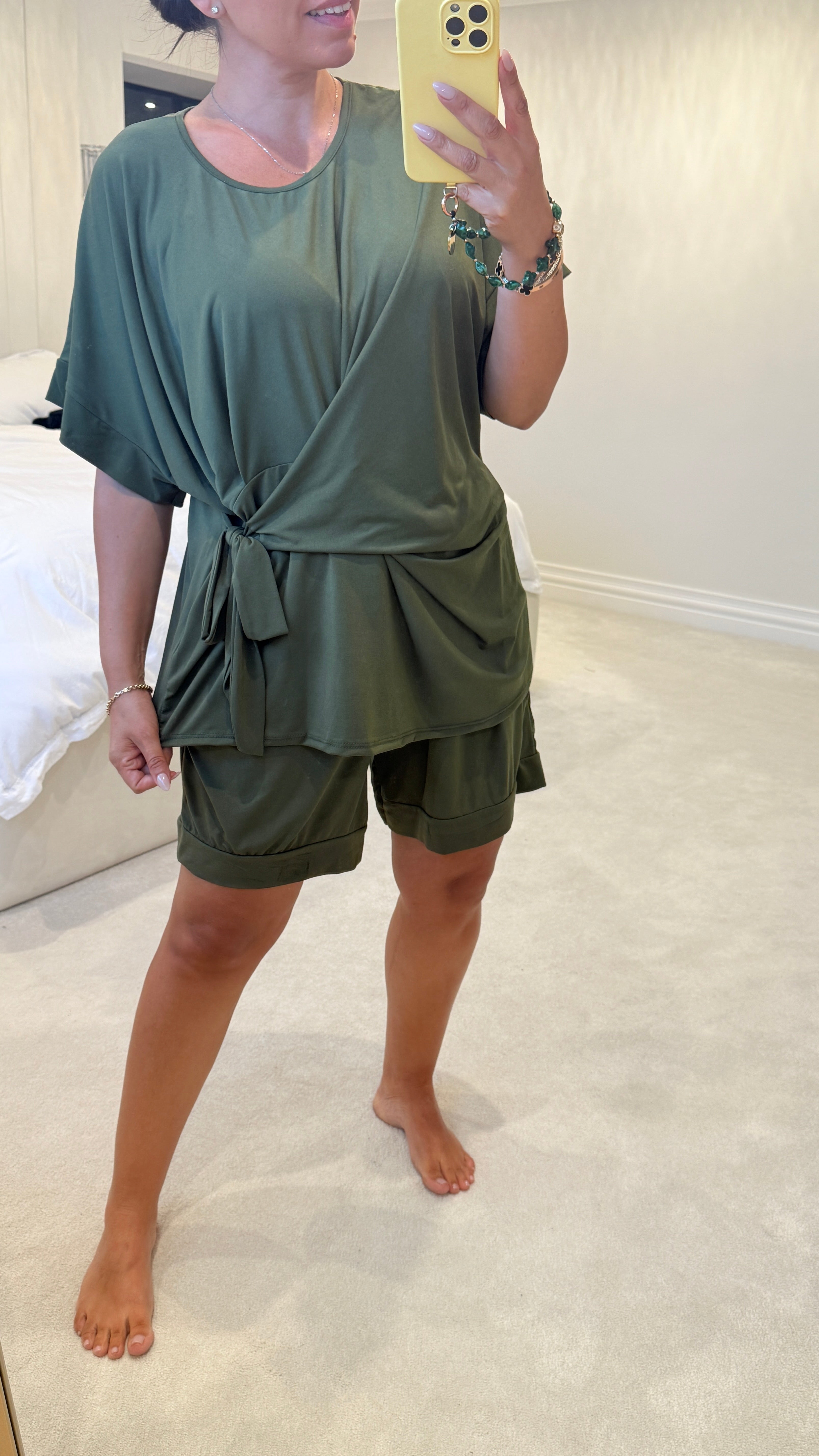 Chyna Plain Tie Side Top & Shorts Co-Ord Set