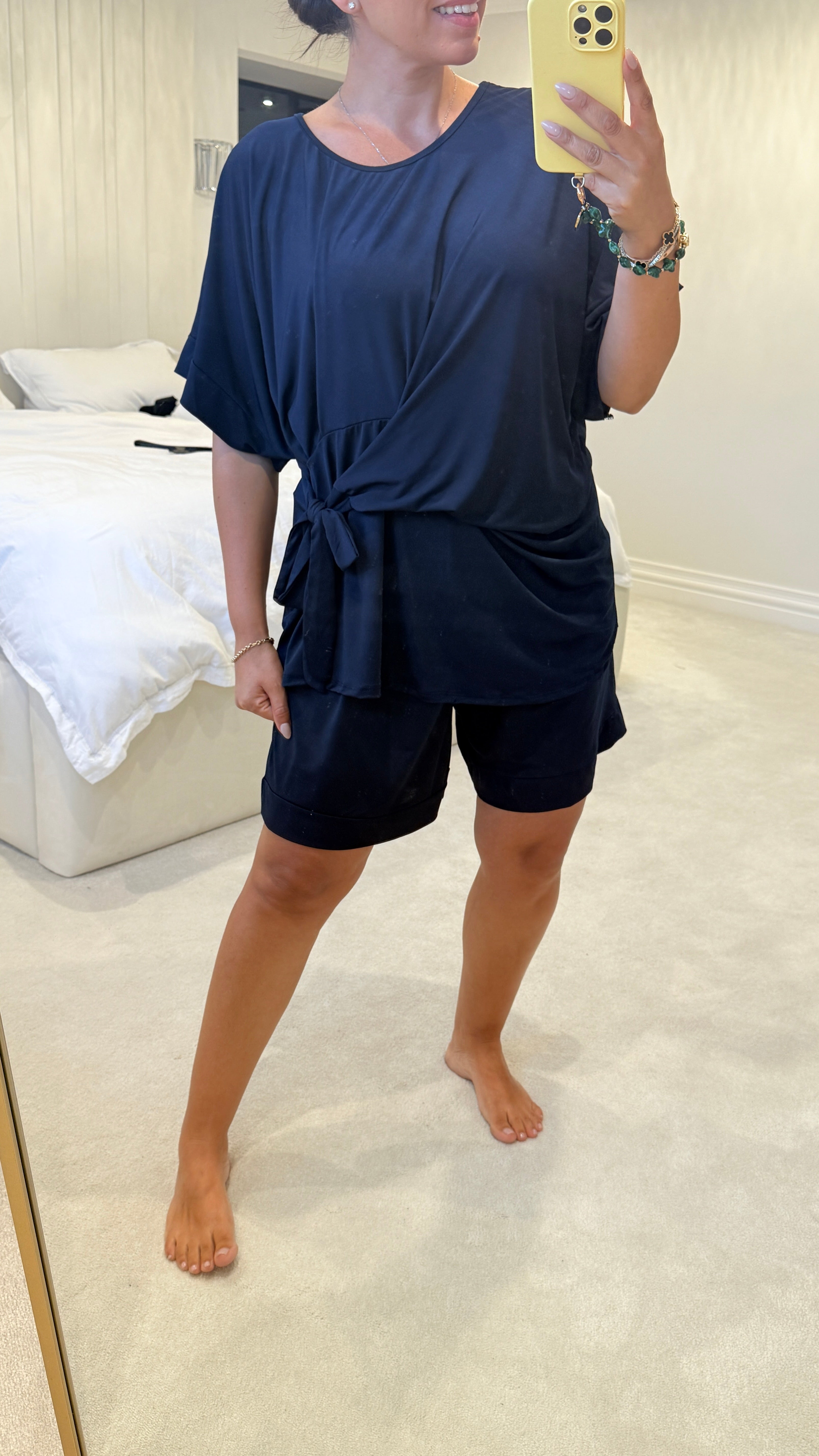 Chyna Plain Tie Side Top & Shorts Co-Ord Set