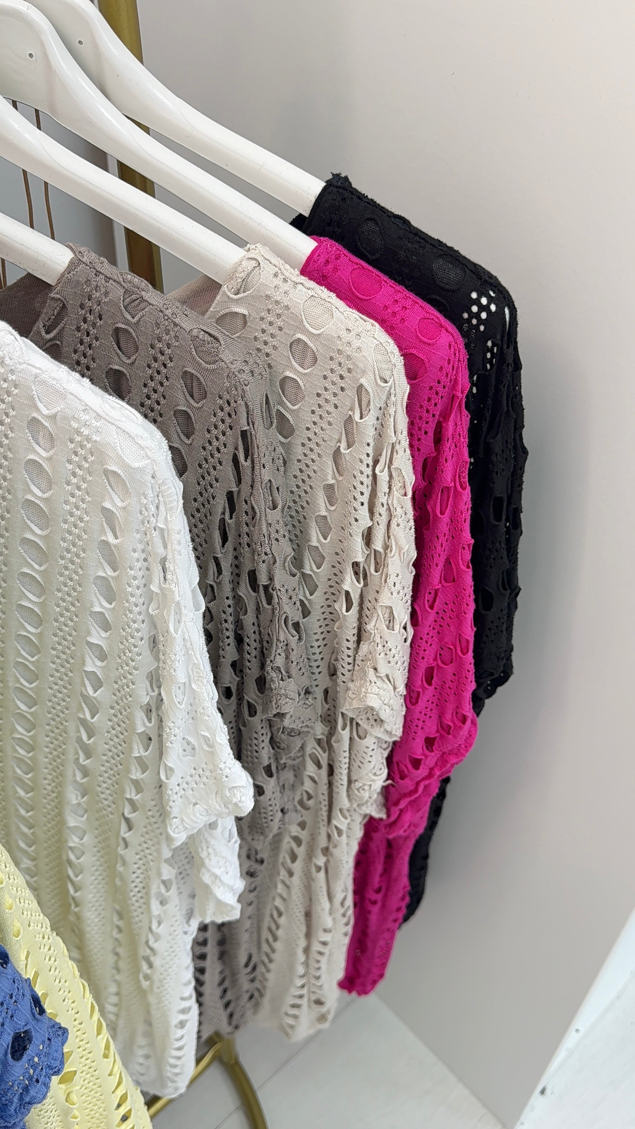 Atilla Plain Textured Bubble Hem Necklace Top