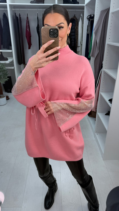 Shelby Oversized Studded Bell Sleeve Tie Waist Knit Jumper