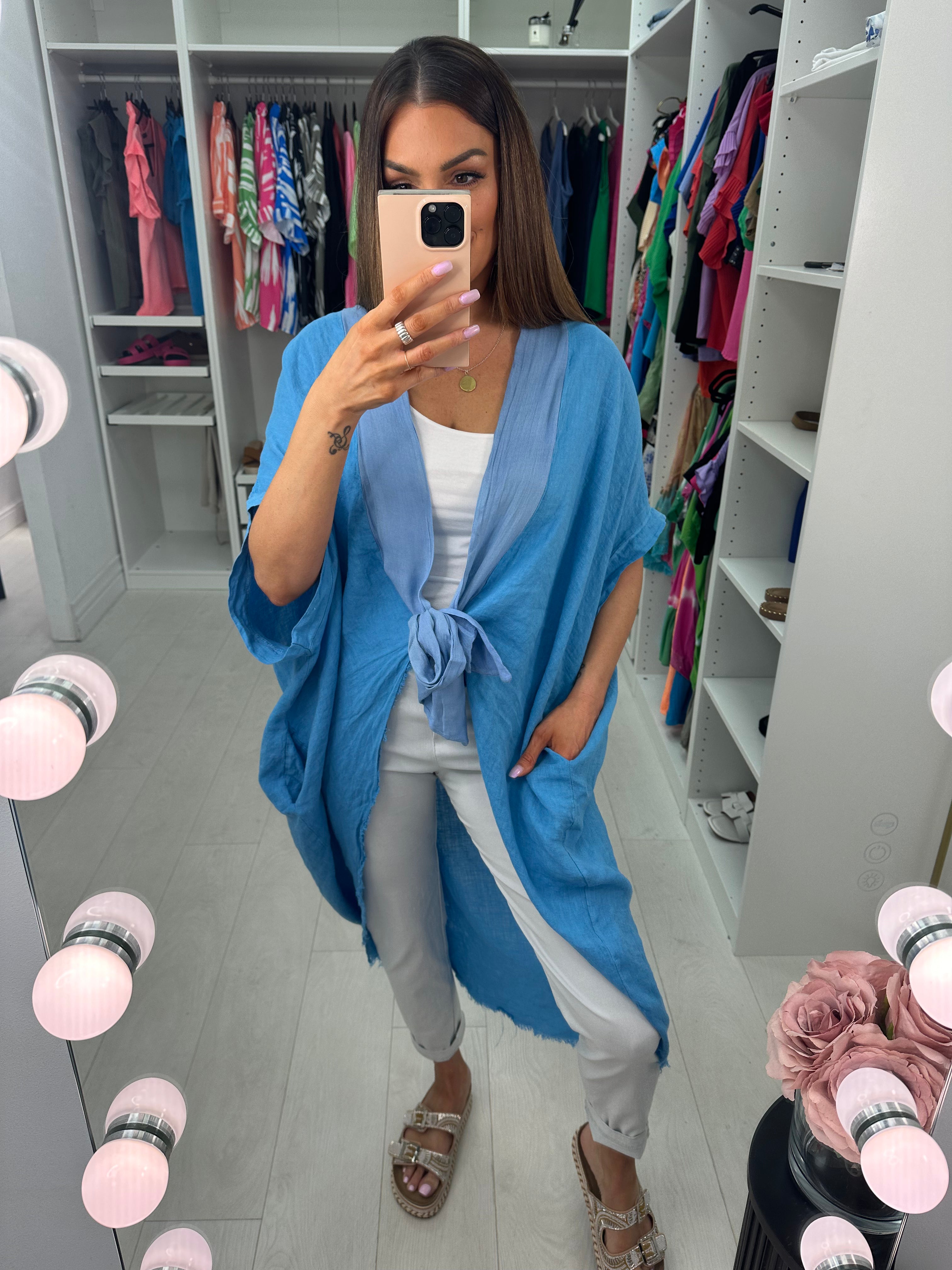 Adelaide Plain Tie Front Oversized Throw Over