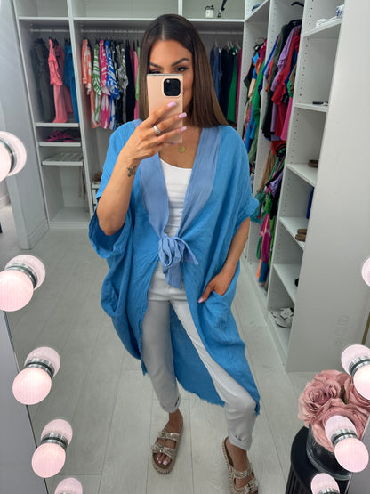 Adelaide Plain Tie Front Oversized Throw Over