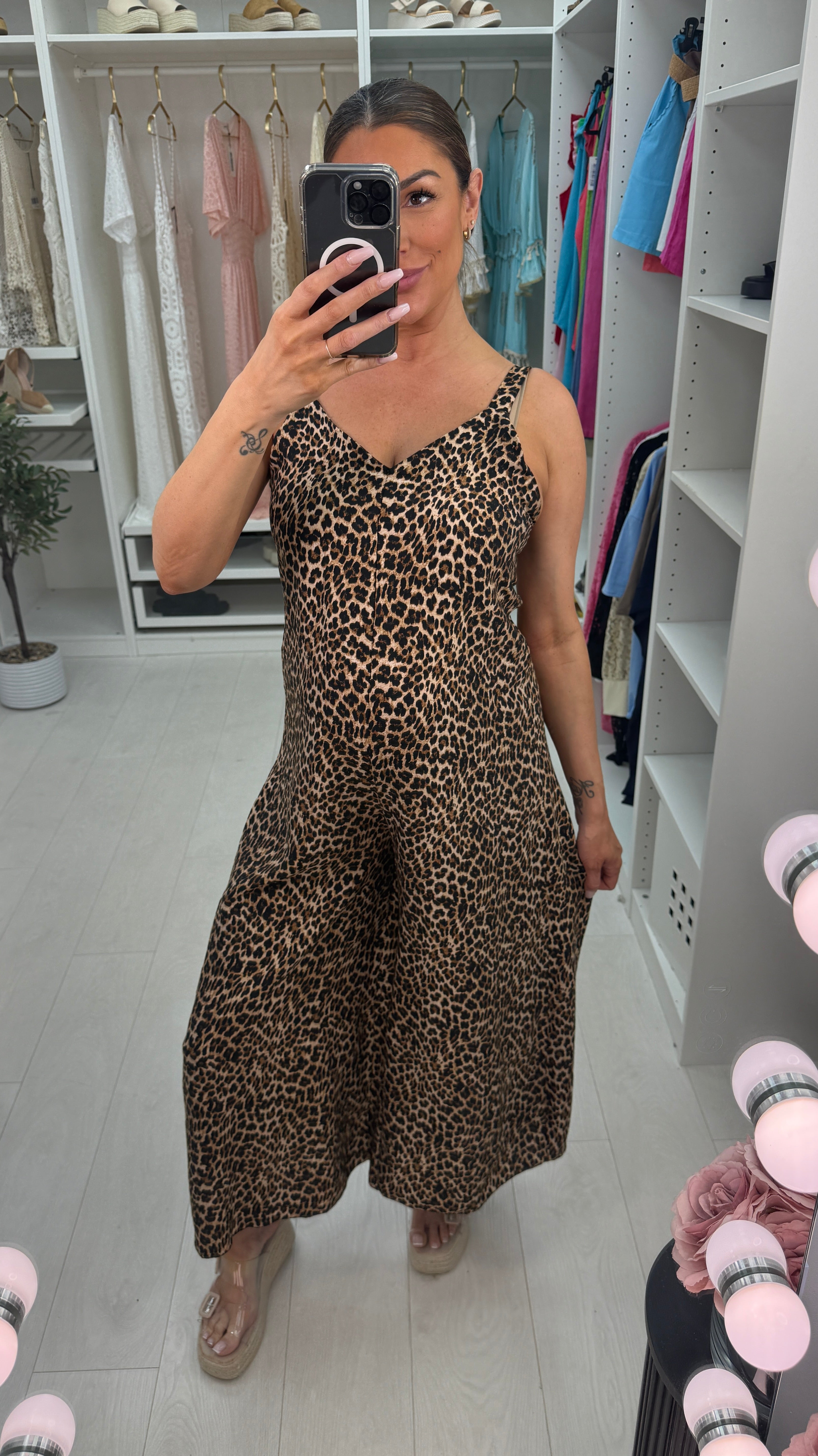 Mariah Leopard Print Loose Fit Wide Leg Jumpsuit