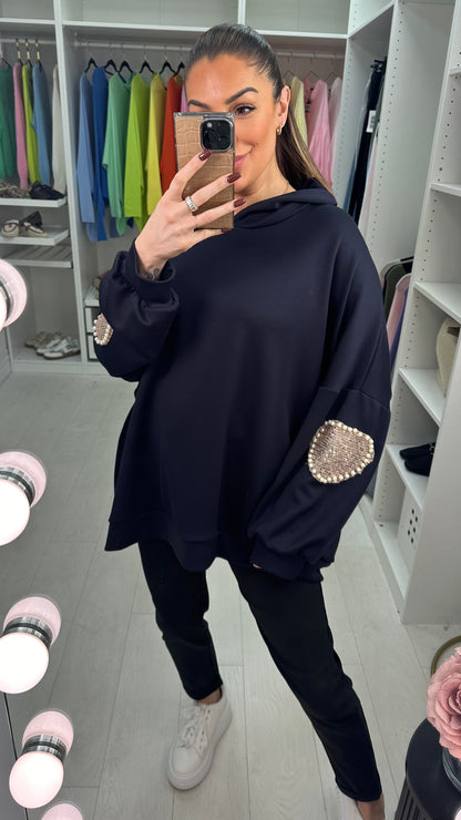 Michelle Embellished Sleeve Loose Fit Hoodie