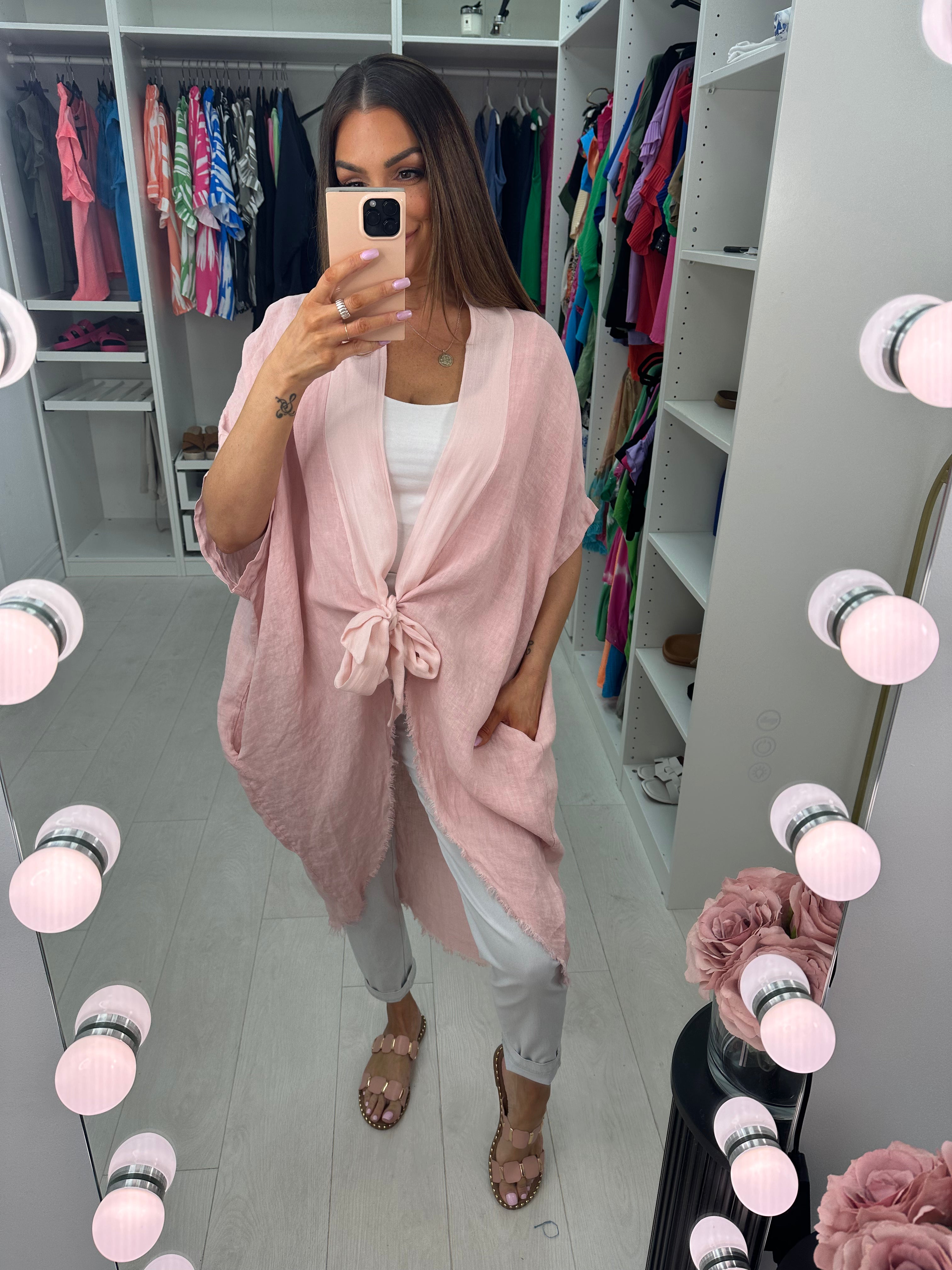 Adelaide Plain Tie Front Oversized Throw Over