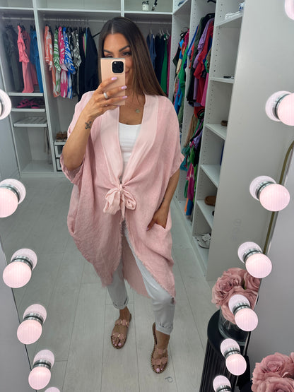 Adelaide Plain Tie Front Oversized Throw Over