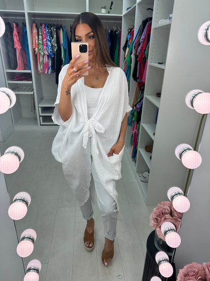 Adelaide Plain Tie Front Oversized Throw Over