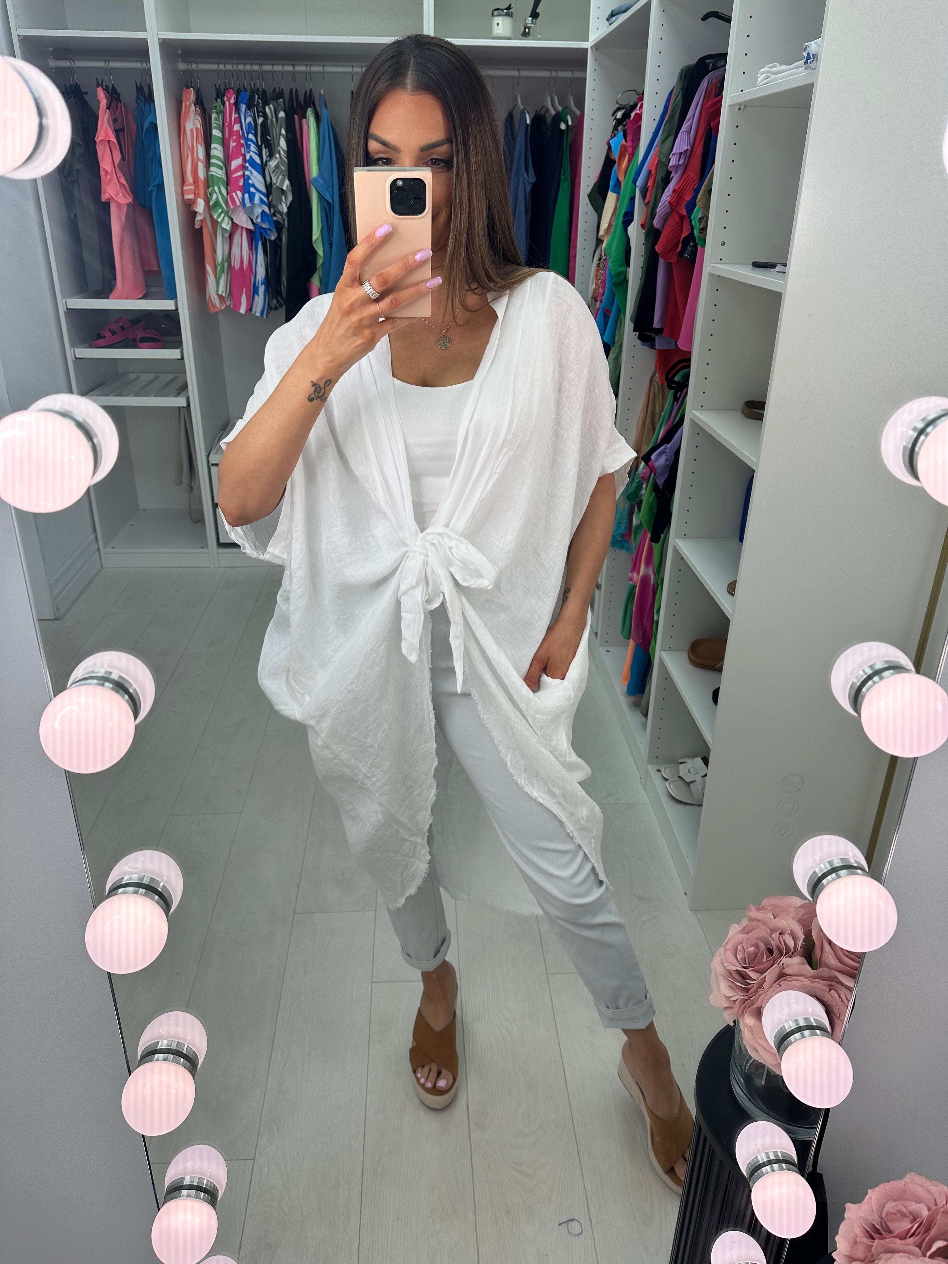 Adelaide Plain Tie Front Oversized Throw Over