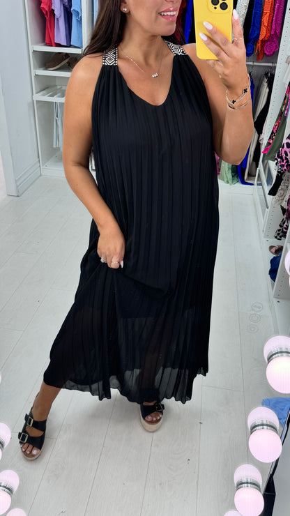 Loretta Pleated Racerback Maxi Dress