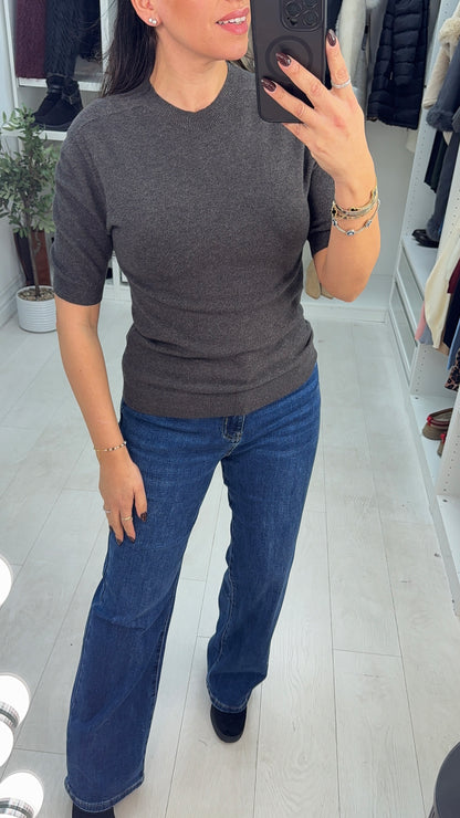 Korine Plain Short Sleeve Thin Knit Jumper