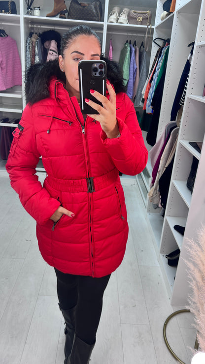 Trixie Red Faux Fur Hooded Coat