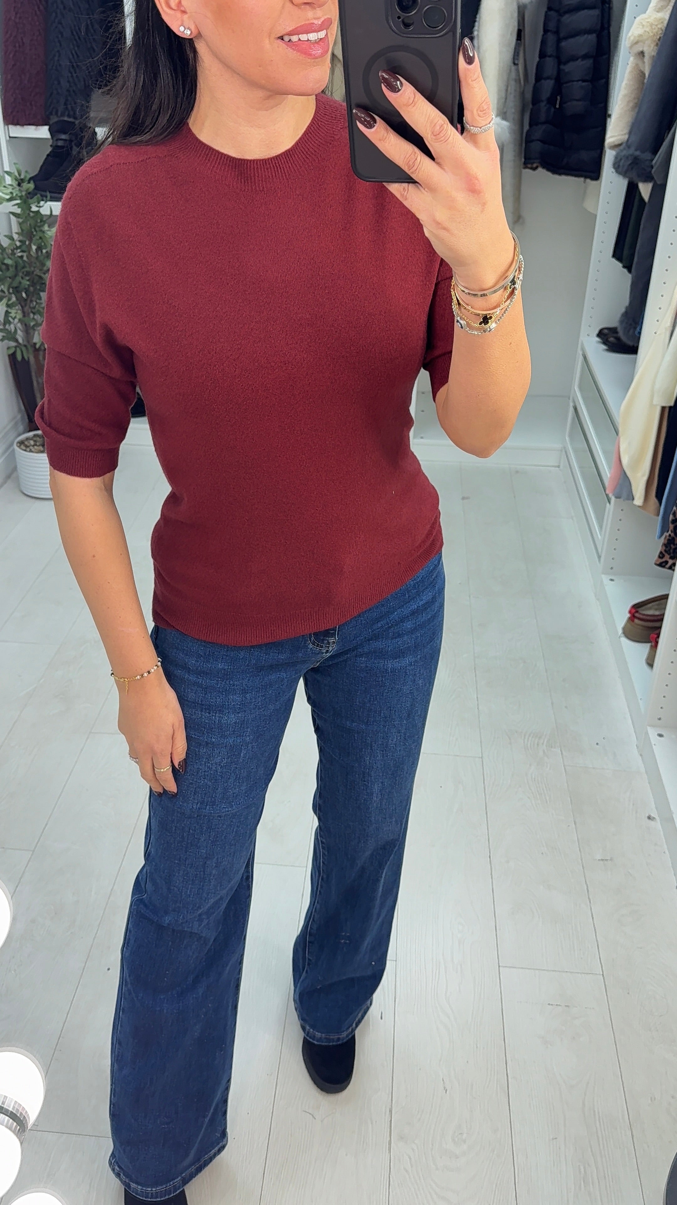 Korine Plain Short Sleeve Thin Knit Jumper