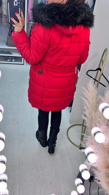 Trixie Red Faux Fur Hooded Coat