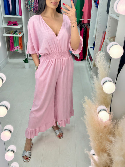 Cassis Crepe Wide Leg Jumpsuit
