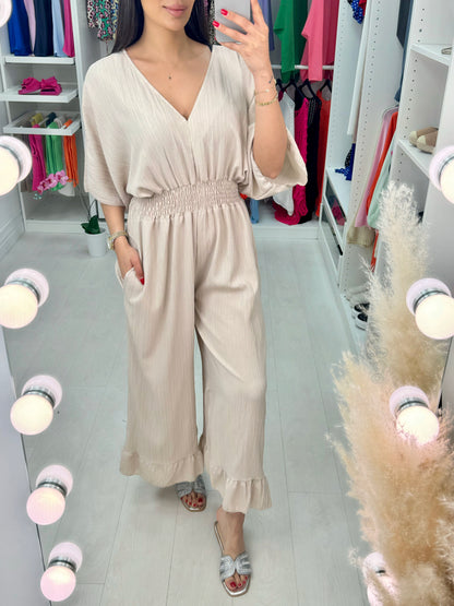 Cassis Crepe Wide Leg Jumpsuit