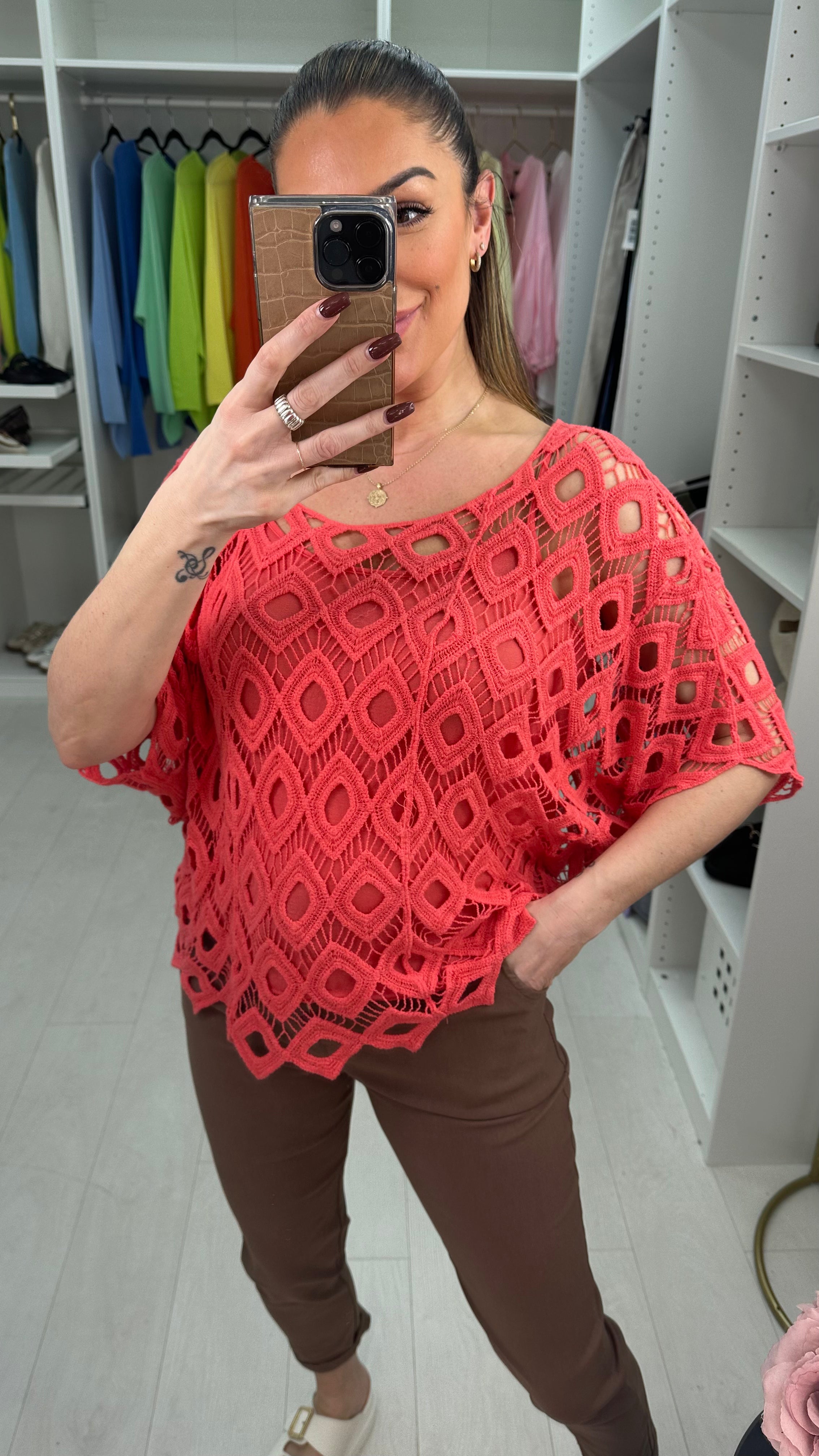 Naida Crochet Batwing Top