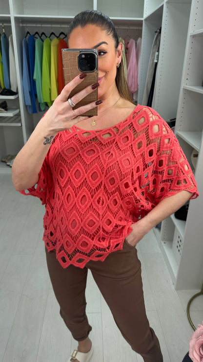 Naida Crochet Batwing Top