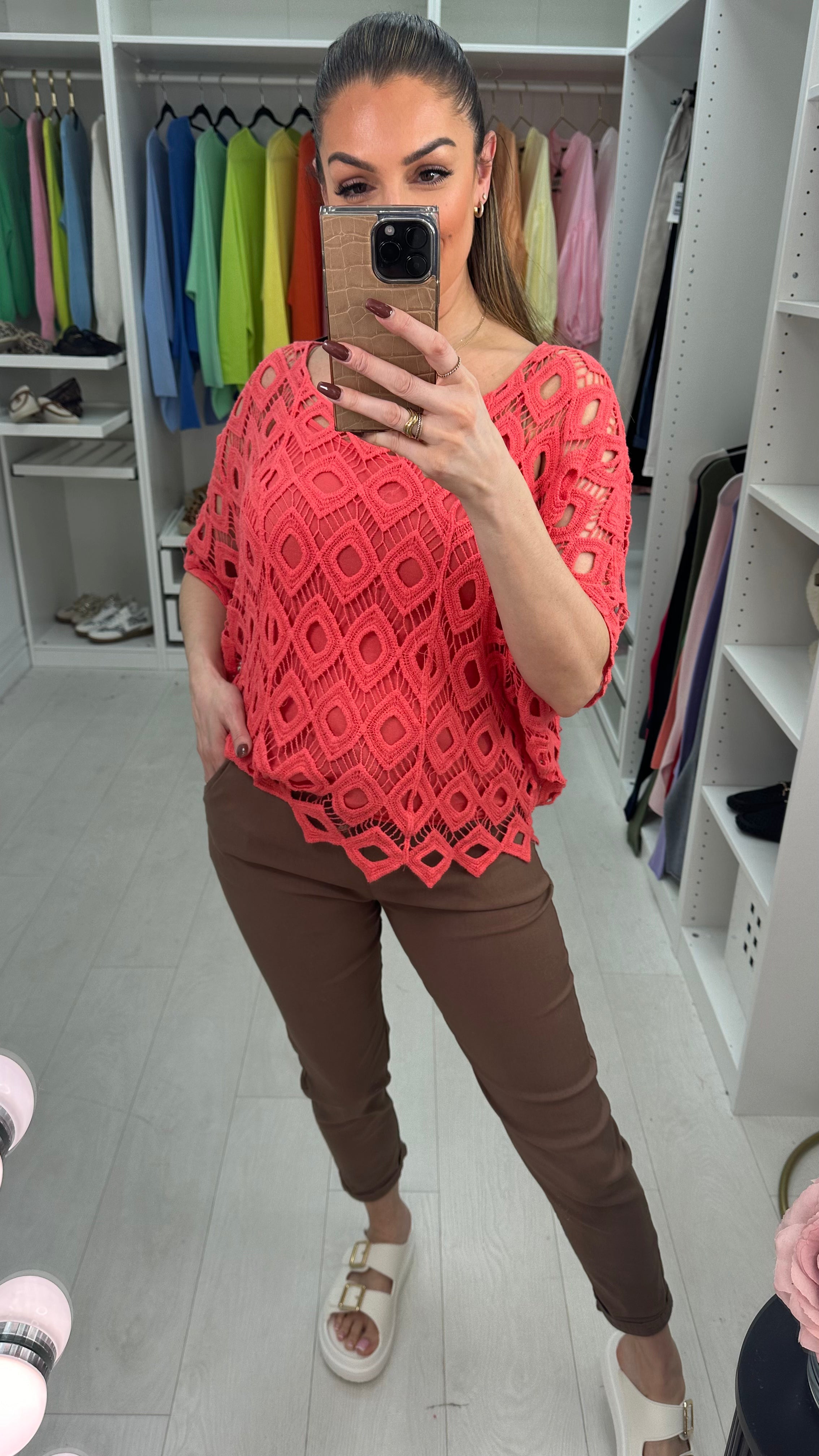 Naida Crochet Batwing Top