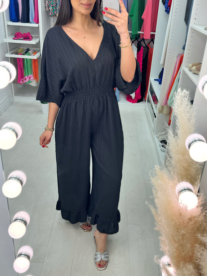 Cassis Crepe Wide Leg Jumpsuit