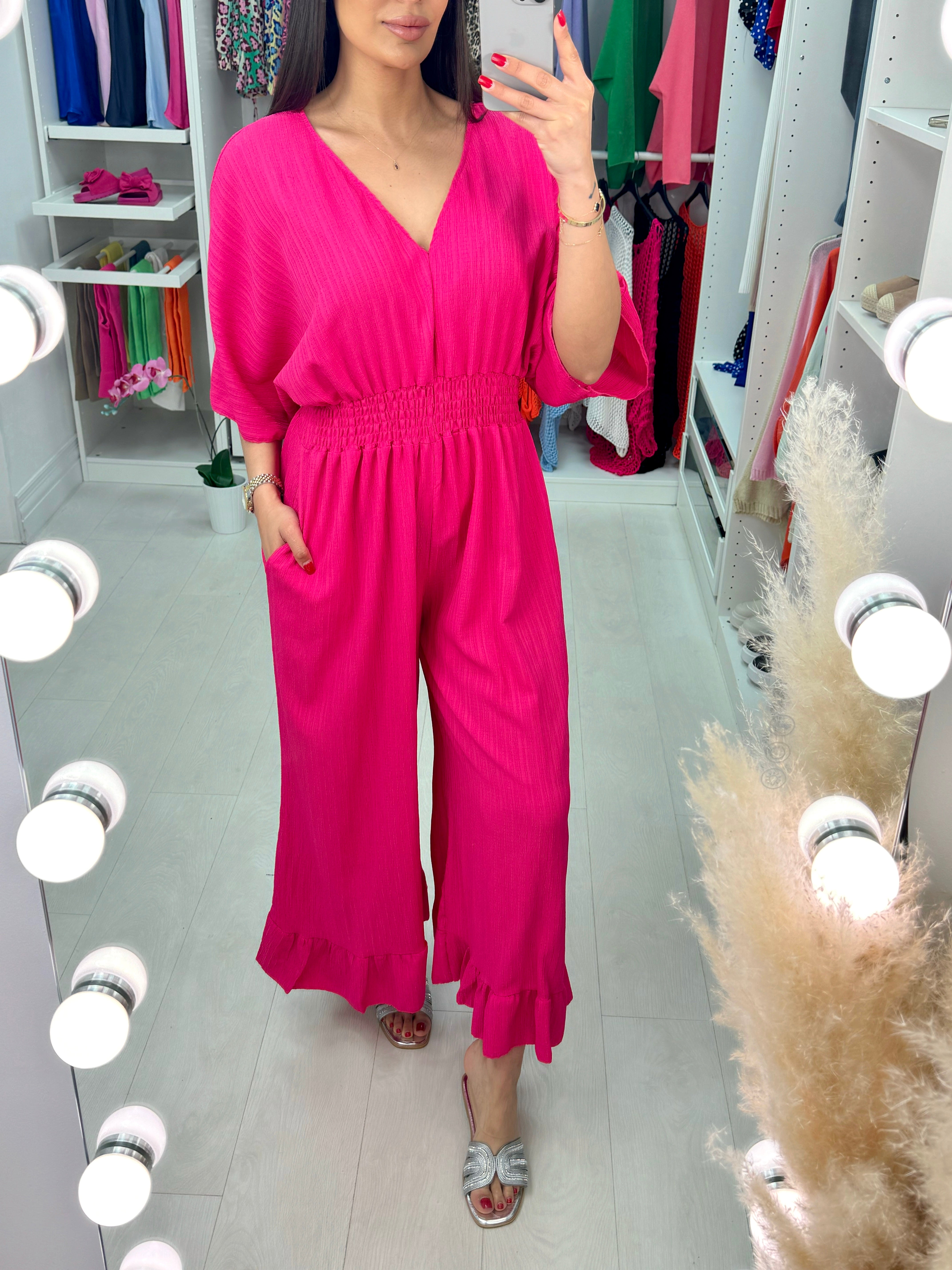 Cassis Crepe Wide Leg Jumpsuit