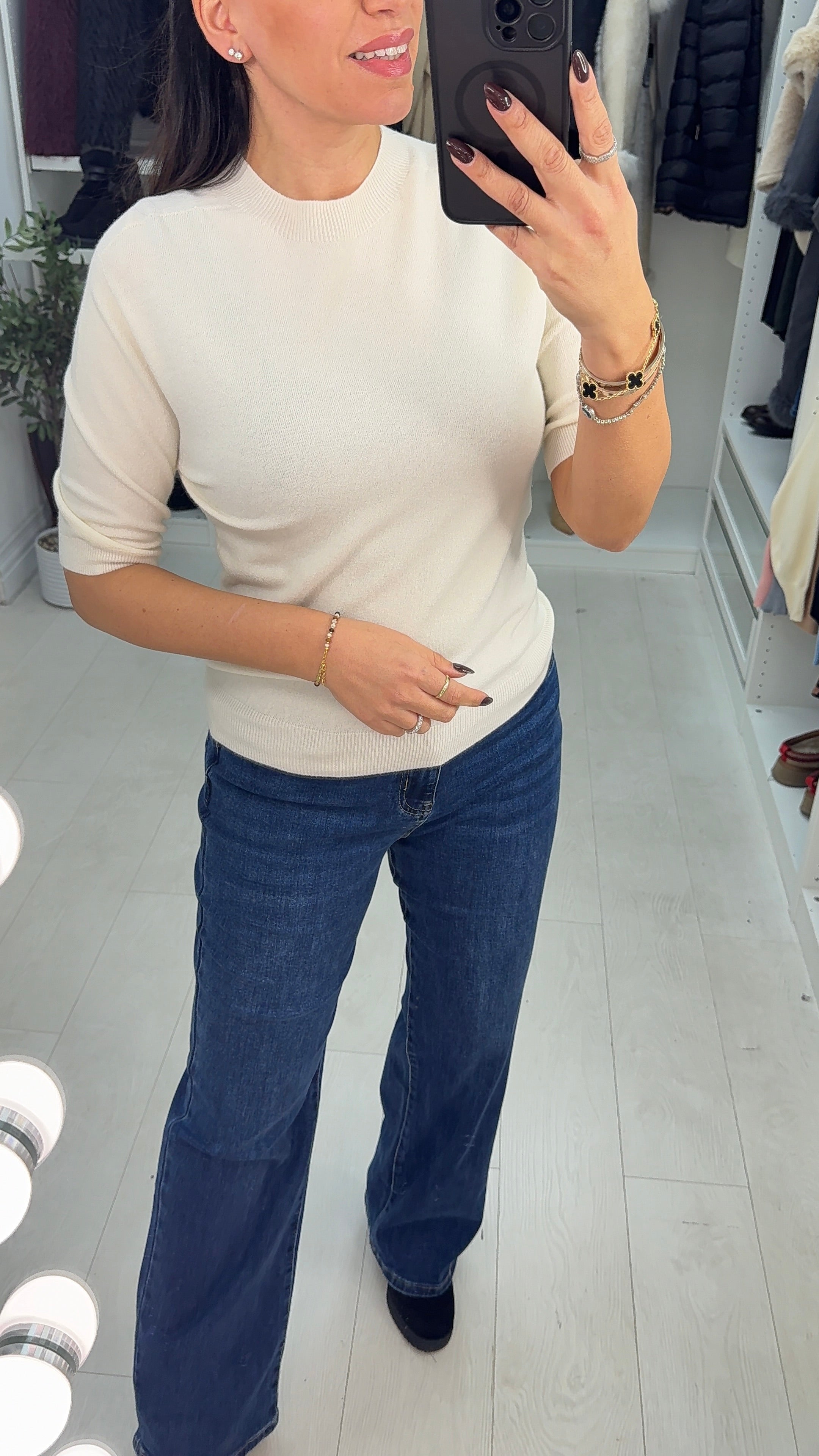 Korine Plain Short Sleeve Thin Knit Jumper