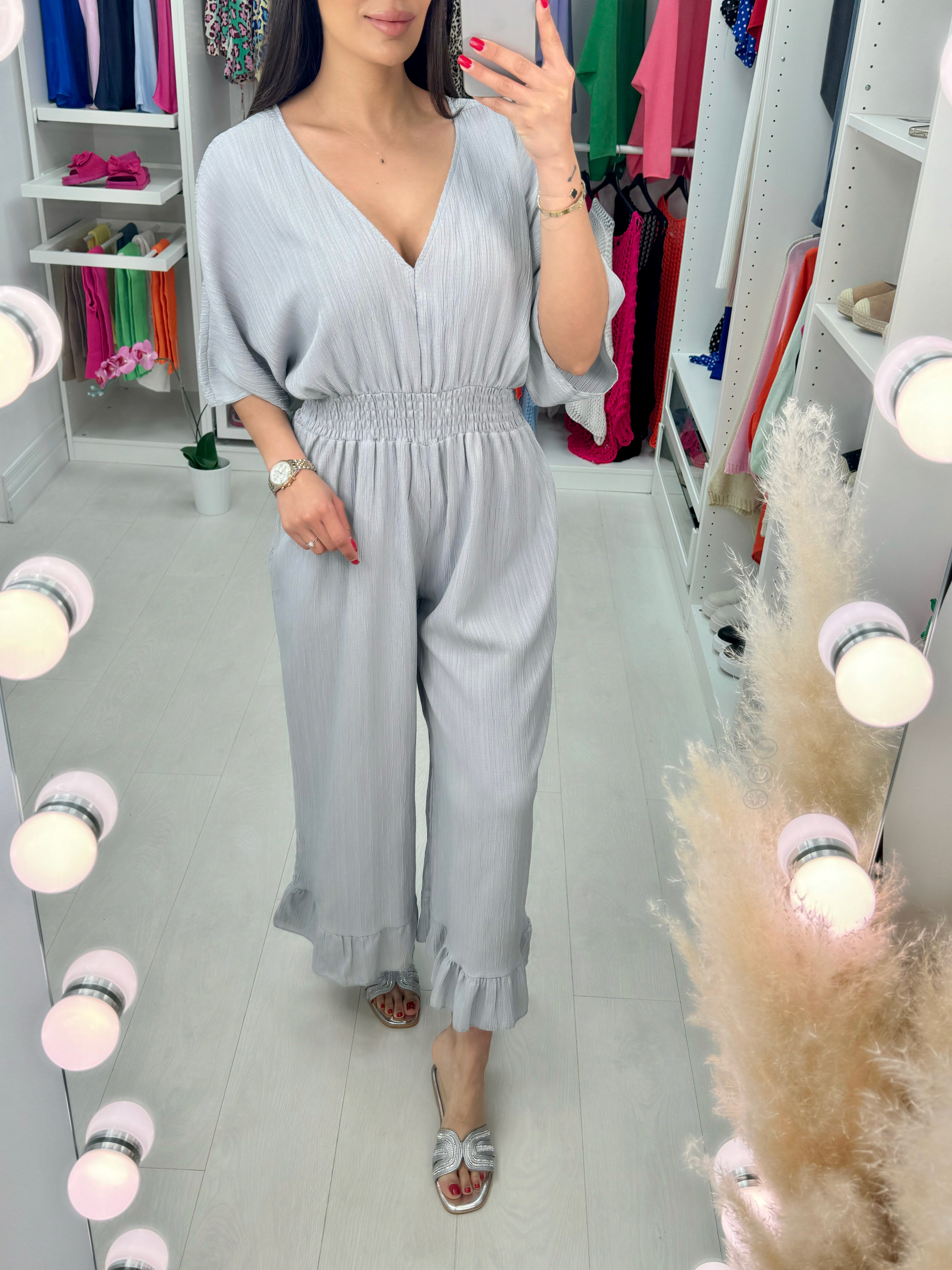 Cassis Crepe Wide Leg Jumpsuit