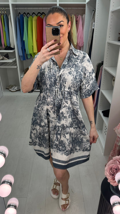 Melina Tree Print Tie Waist Dress