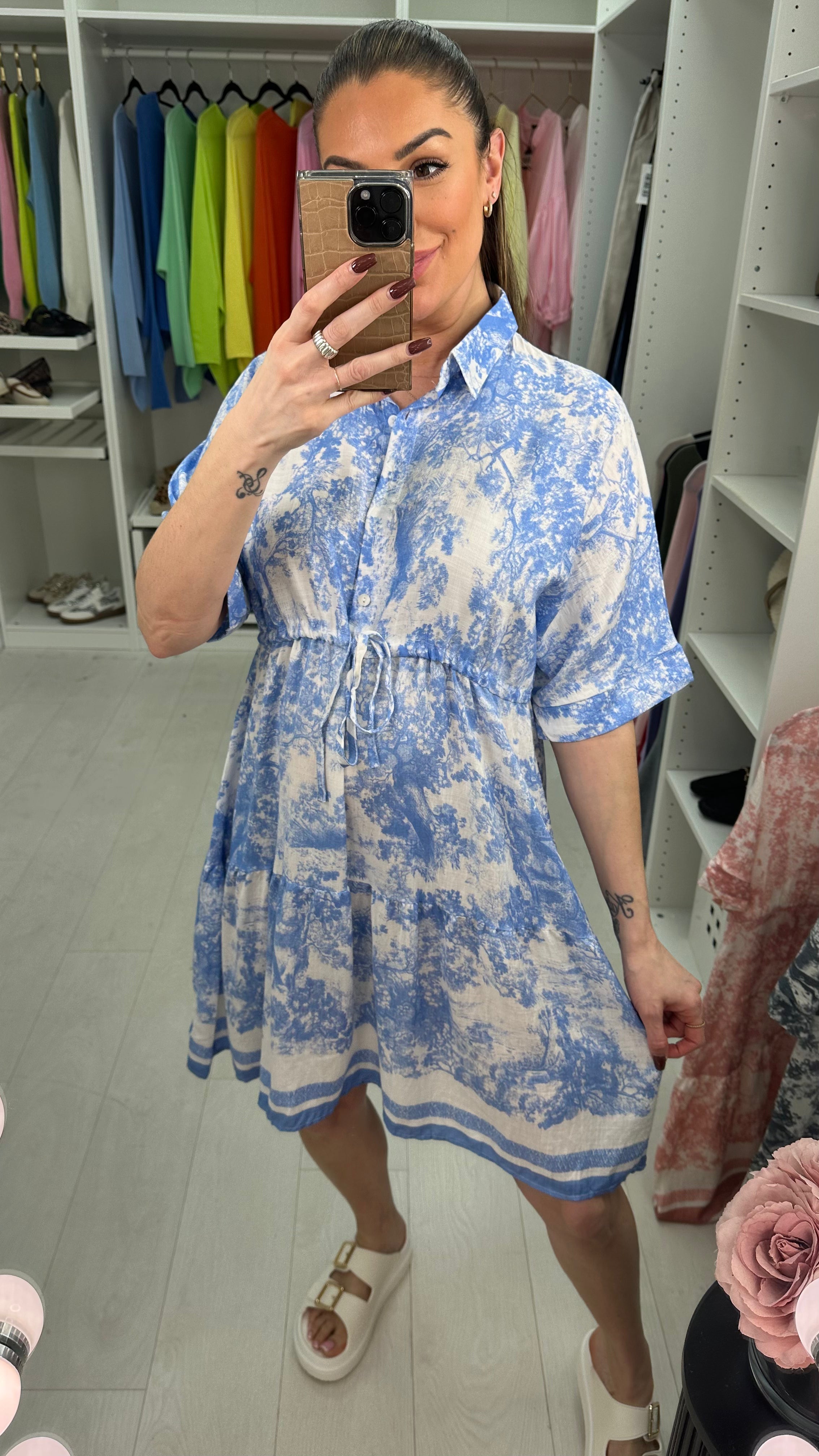 Melina Tree Print Tie Waist Dress